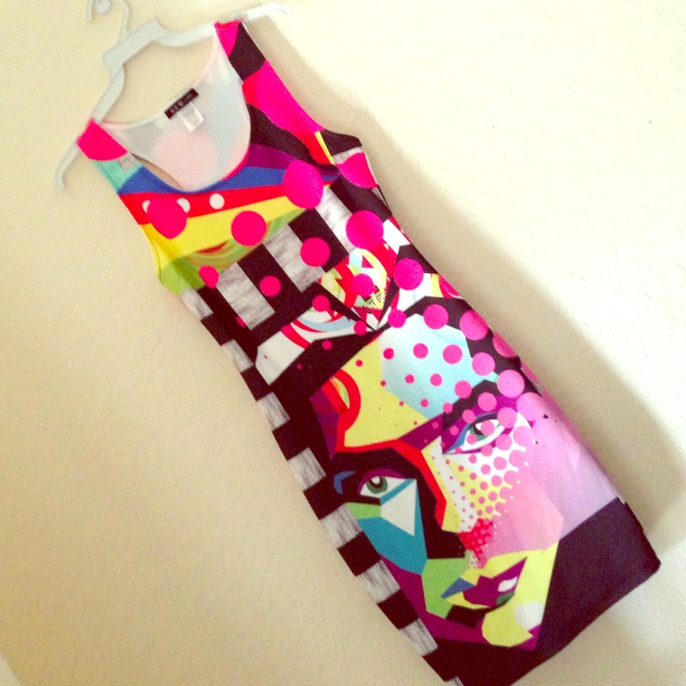 Bold Pop Art Portrait Tank Dress S